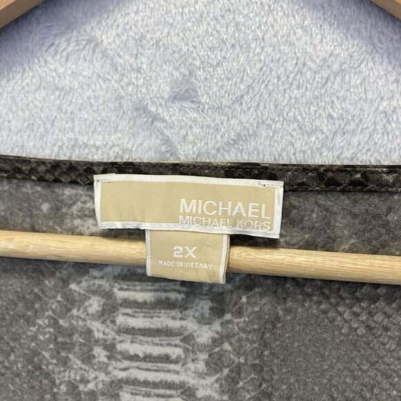 Michael by Michael Kors Sleeveless Tank Top Size 2X Buckle Brown Snakeskin Print - Picture 3 of 7